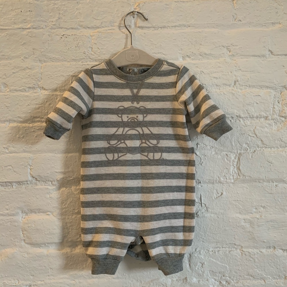 Polo Ralph Lauren baby unisex gray striped one piece NB